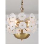 WHITE FLOWER GLASS & COPPER CHANDELIER | CLZQ0255
