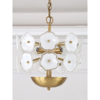 WHITE FLOWER GLASS & COPPER CHANDELIER | CLZQ0255