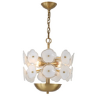 WHITE FLOWER GLASS & COPPER CHANDELIER | CLZQ0255