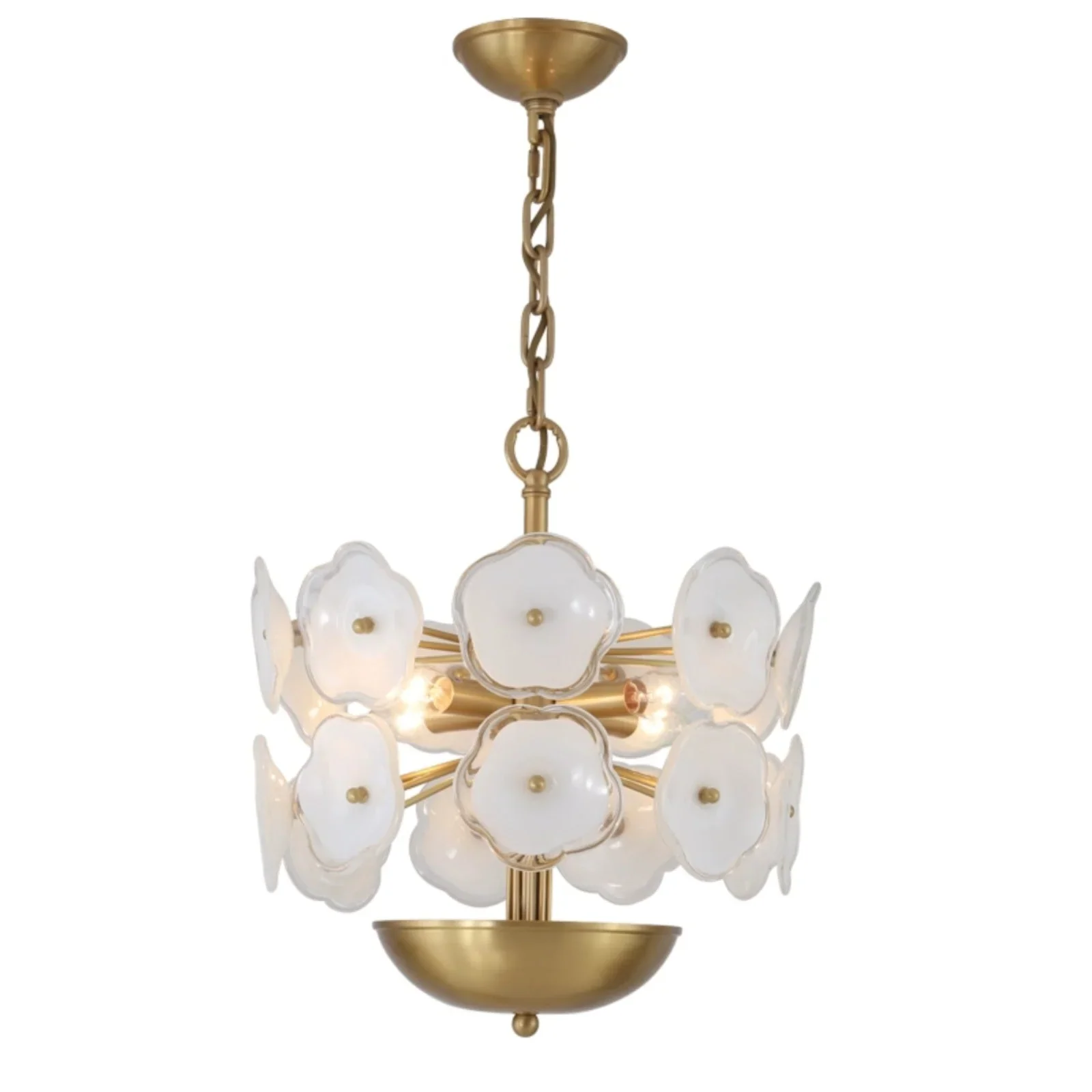 WHITE FLOWER GLASS & COPPER CHANDELIER | CLZQ0255