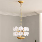 WHITE FLOWER GLASS & COPPER CHANDELIER | CLZQ0255