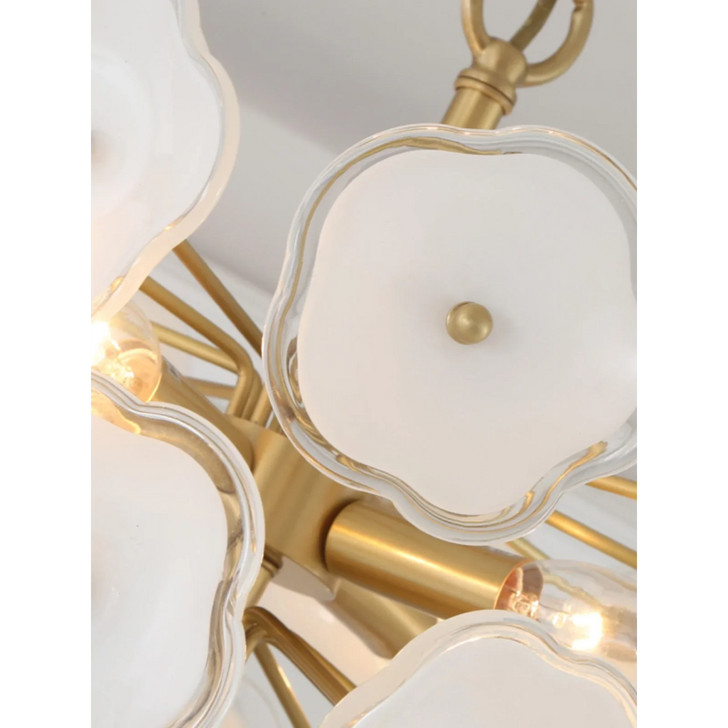 WHITE FLOWER GLASS & COPPER CHANDELIER | CLZQ0255