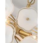 WHITE FLOWER GLASS & COPPER CHANDELIER | CLZQ0255