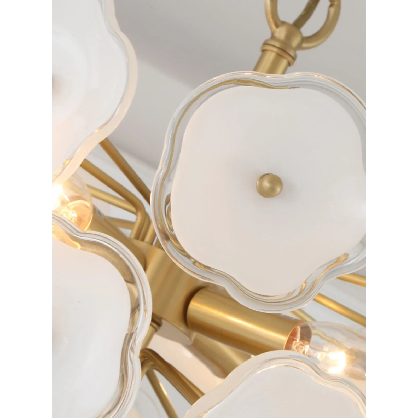 WHITE FLOWER GLASS & COPPER CHANDELIER | CLZQ0255