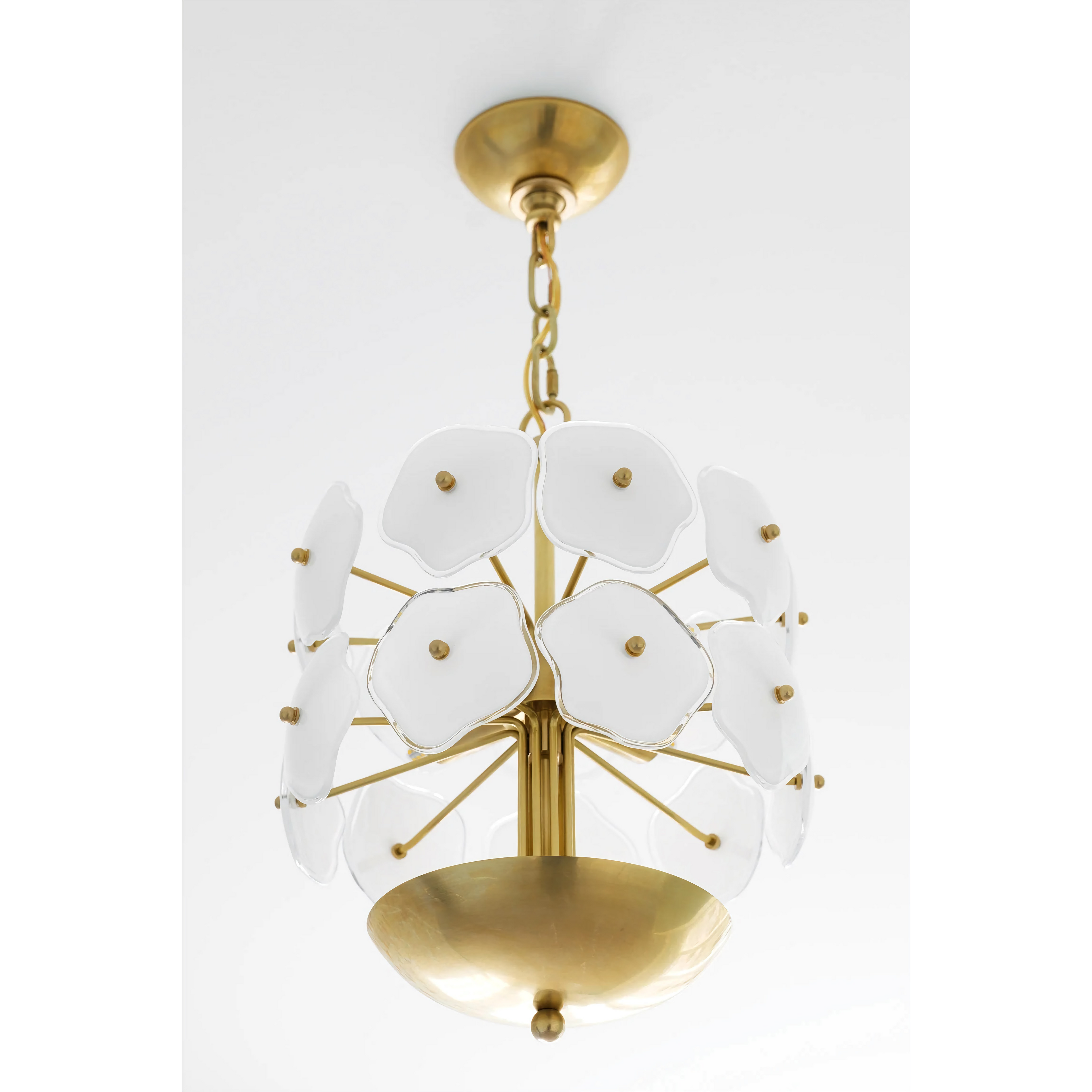 WHITE FLOWER GLASS & COPPER CHANDELIER | CLZQ0255