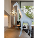 WHITE GIRAFFE SCULPTURE LAMP WITH CRYSTAL CHANDELIER | DESIGN CL025A
