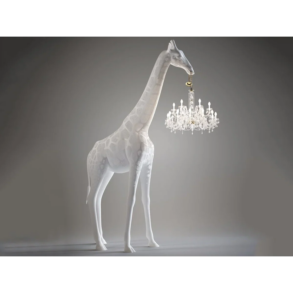 WHITE GIRAFFE SCULPTURE LAMP WITH CRYSTAL CHANDELIER | DESIGN CL025A