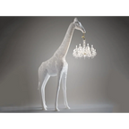 WHITE GIRAFFE SCULPTURE LAMP WITH CRYSTAL CHANDELIER | DESIGN CL025A