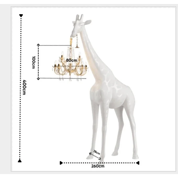 WHITE GIRAFFE SCULPTURE LAMP WITH CRYSTAL CHANDELIER | DESIGN CL025A
