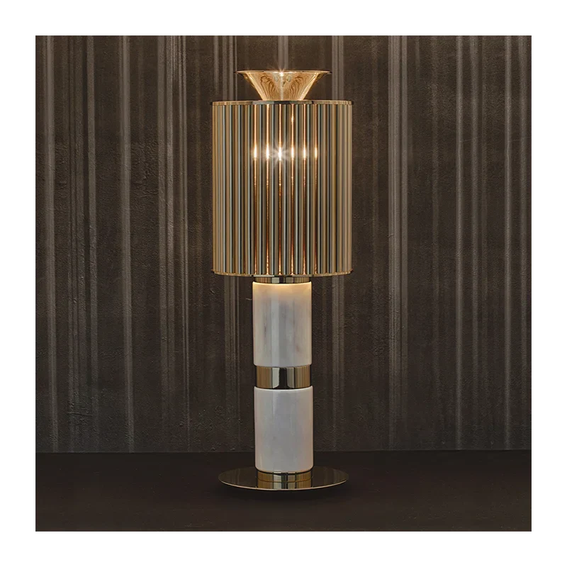 WHITE MARBLE & BRASS TABLE LAMP | CLKQQ0S25W