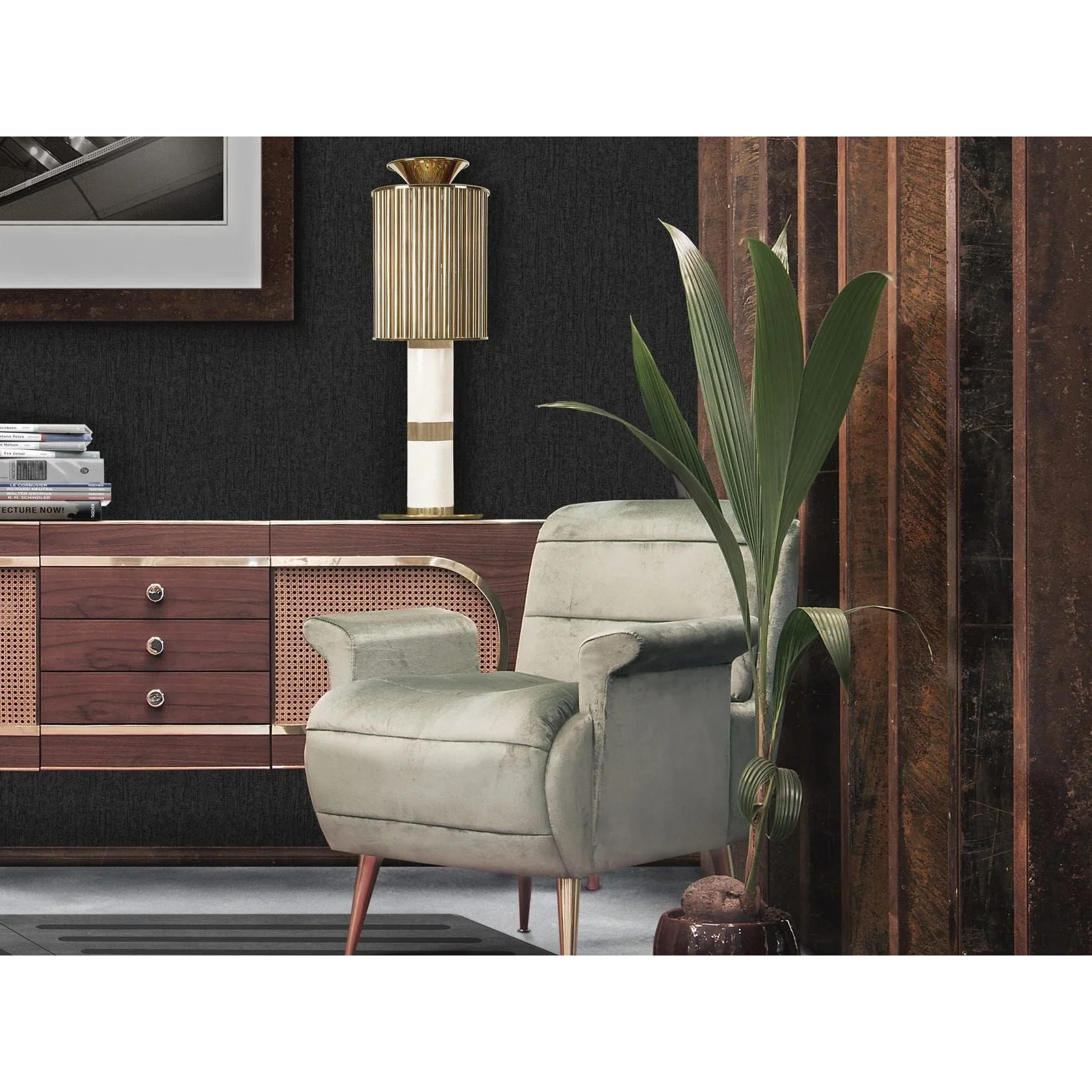 WHITE MARBLE & BRASS TABLE LAMP | CLKQQ0S25W