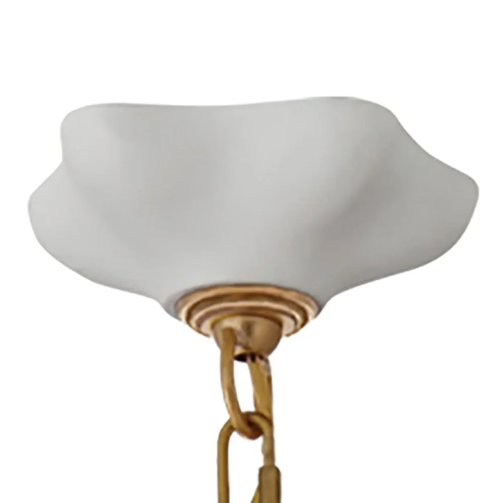 WHITE PLASTER PENDANT WITH BRASS CHAIN