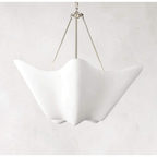 WHITE PLASTER PENDANT WITH BRASS CHAIN