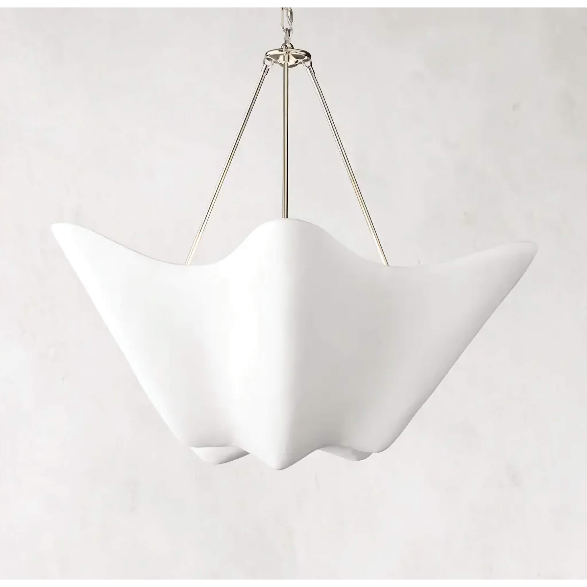 WHITE PLASTER PENDANT WITH BRASS CHAIN