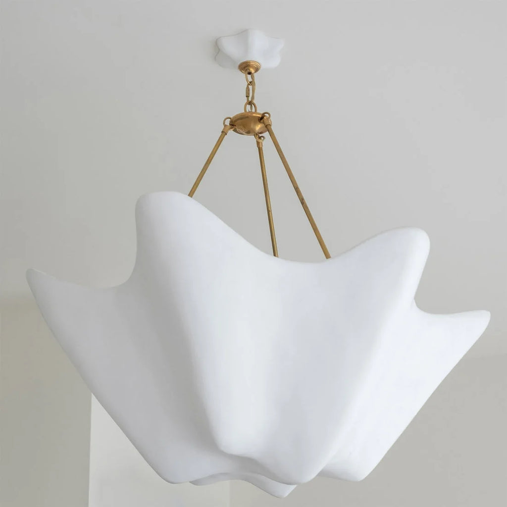 WHITE PLASTER PENDANT WITH BRASS CHAIN