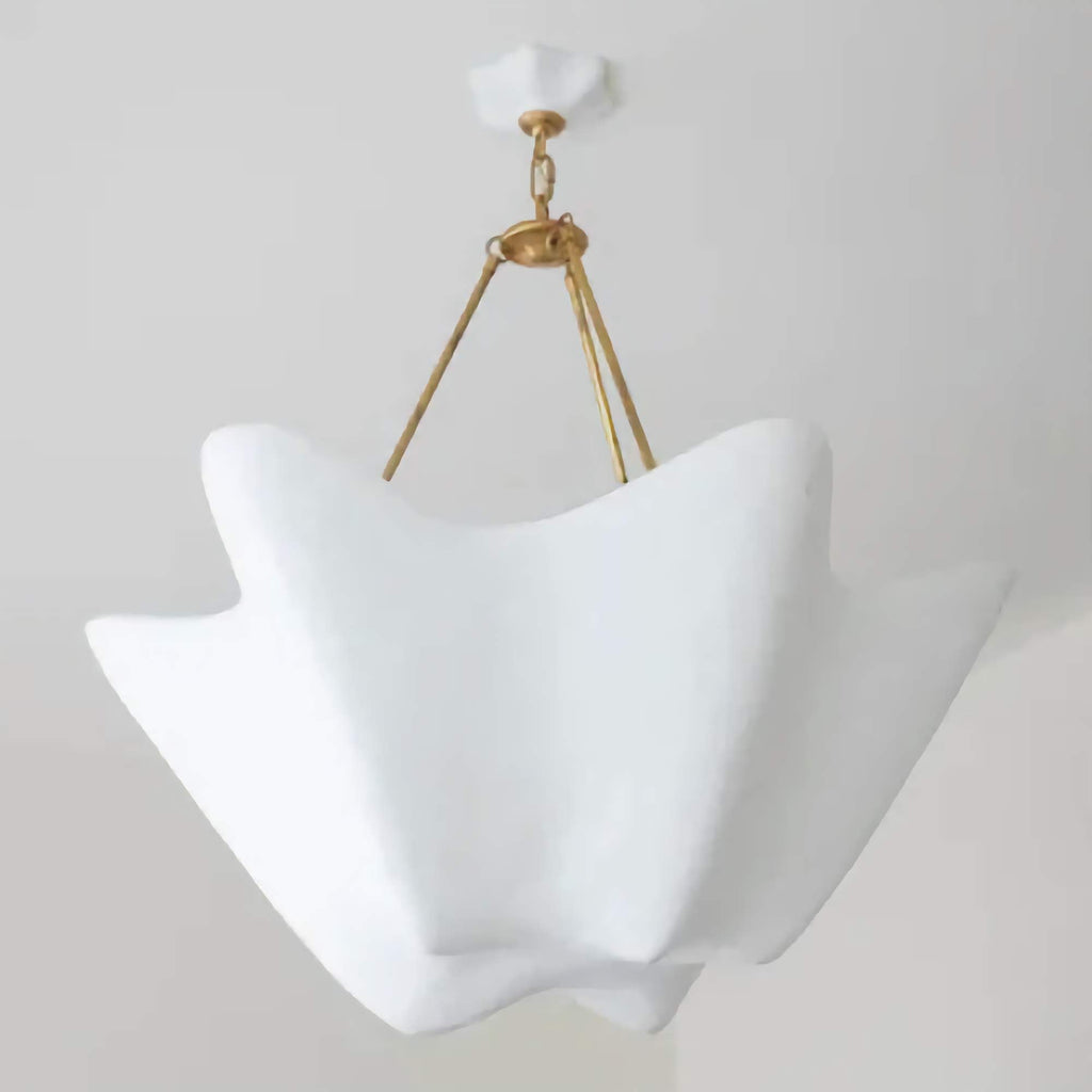 WHITE PLASTER PENDANT WITH BRASS CHAIN