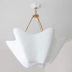 WHITE PLASTER PENDANT WITH BRASS CHAIN