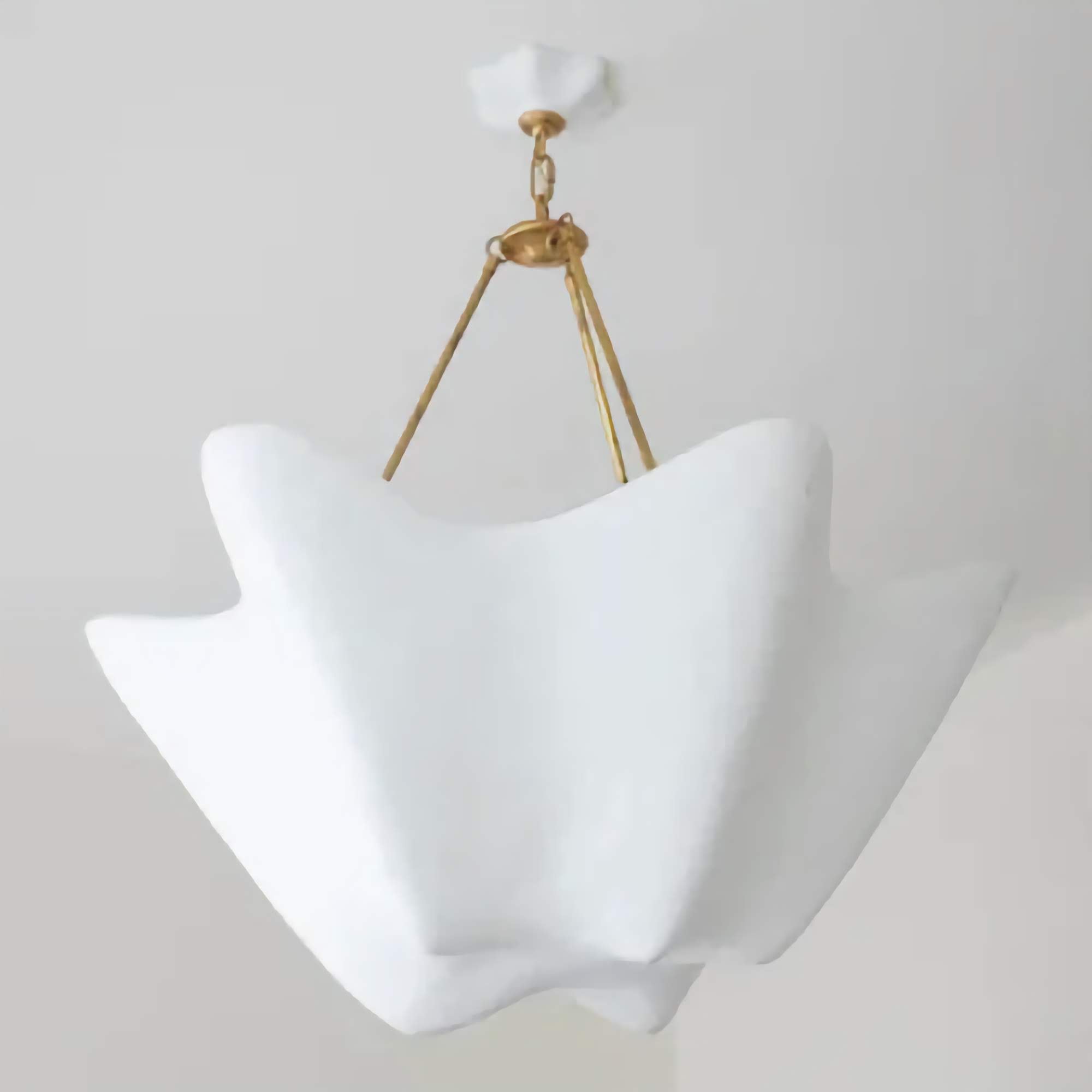 WHITE PLASTER PENDANT WITH BRASS CHAIN