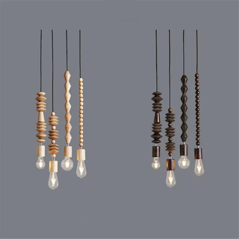 WOOD GEOMETRIC BEADS STRING PENDANT LAMPS | DESIGN DTIK580