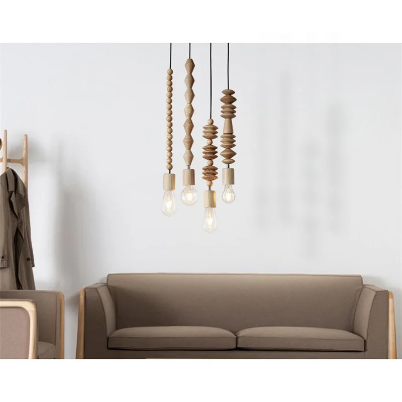 WOOD GEOMETRIC BEADS STRING PENDANT LAMPS | DESIGN DTIK580