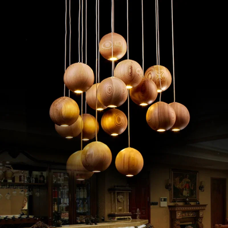 WOODEN SPHERE PENDANT LIGHTS | CL88552M