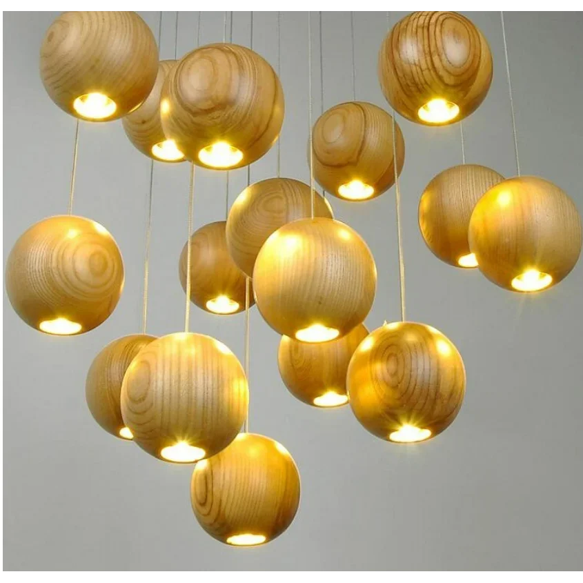 WOODEN SPHERE PENDANT LIGHTS | CL88552M