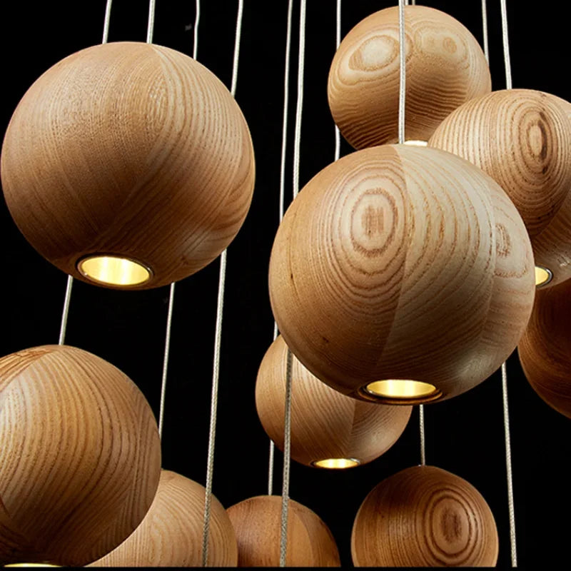 WOODEN SPHERE PENDANT LIGHTS | CL88552M