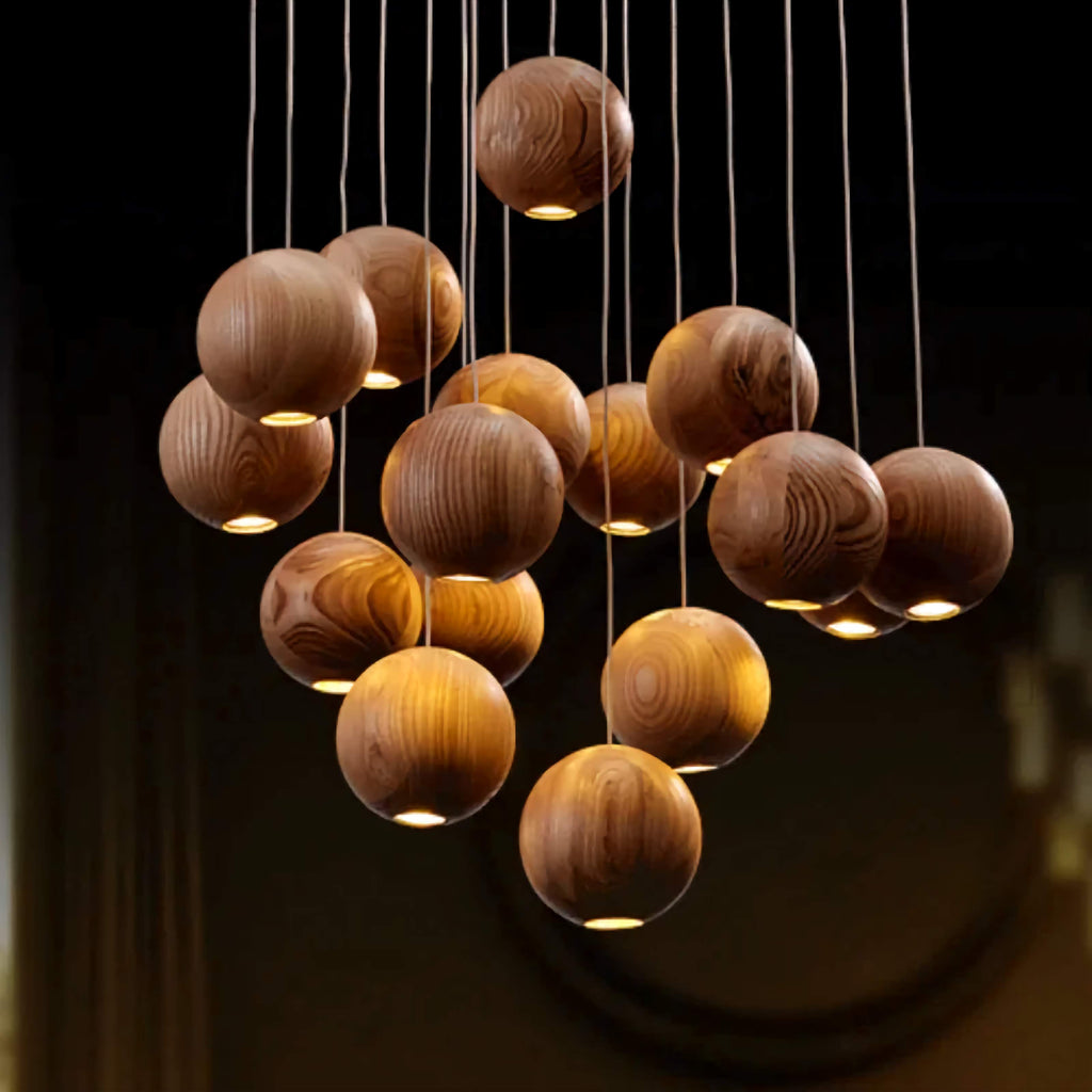 WOODEN SPHERE PENDANT LIGHTS | CL88552M