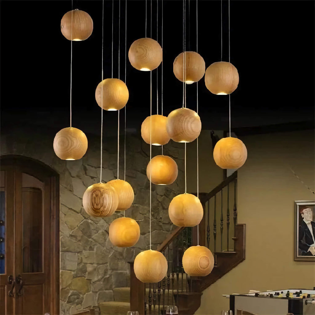 WOODEN SPHERE PENDANT LIGHTS | CL88552M