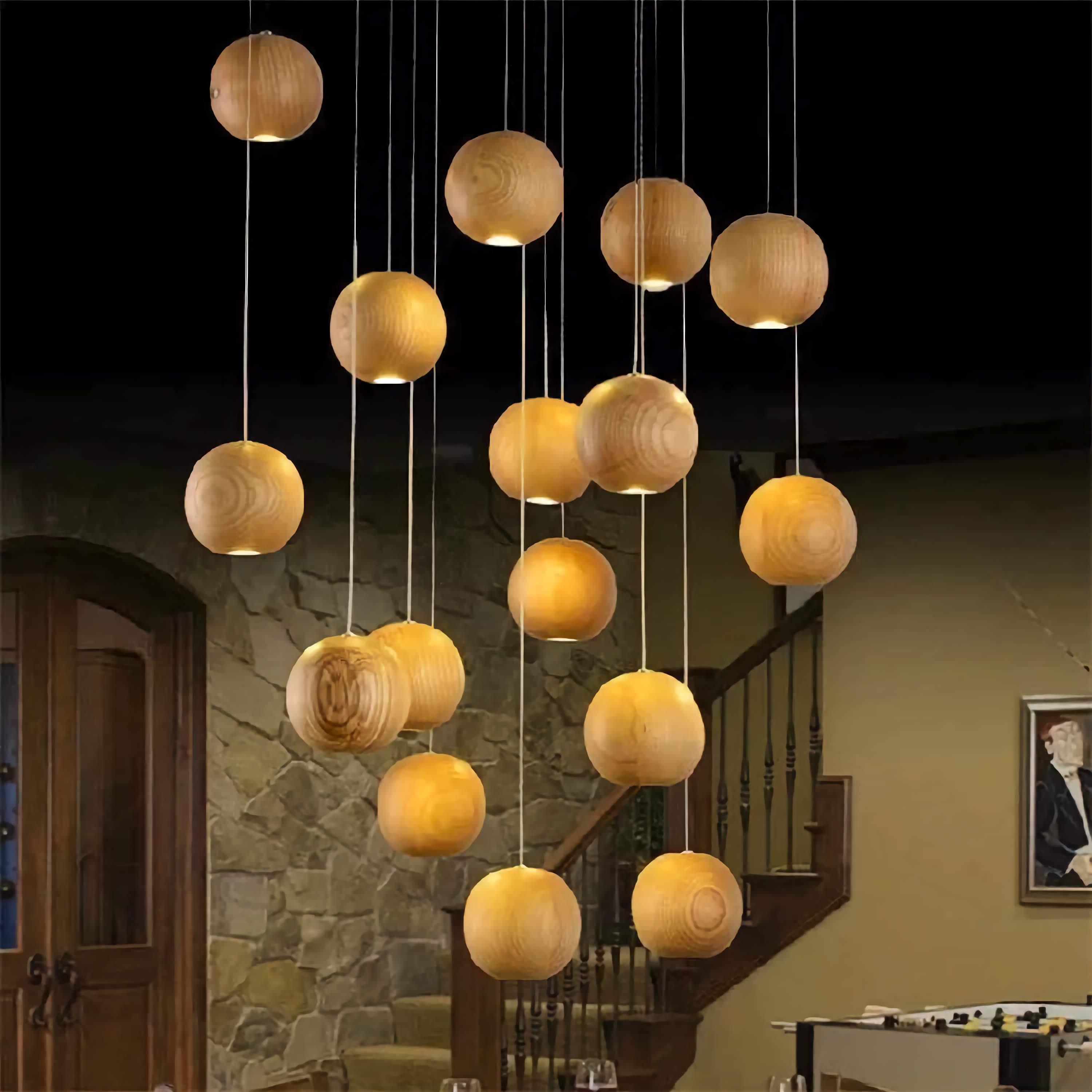 WOODEN SPHERE PENDANT LIGHTS | CL88552M