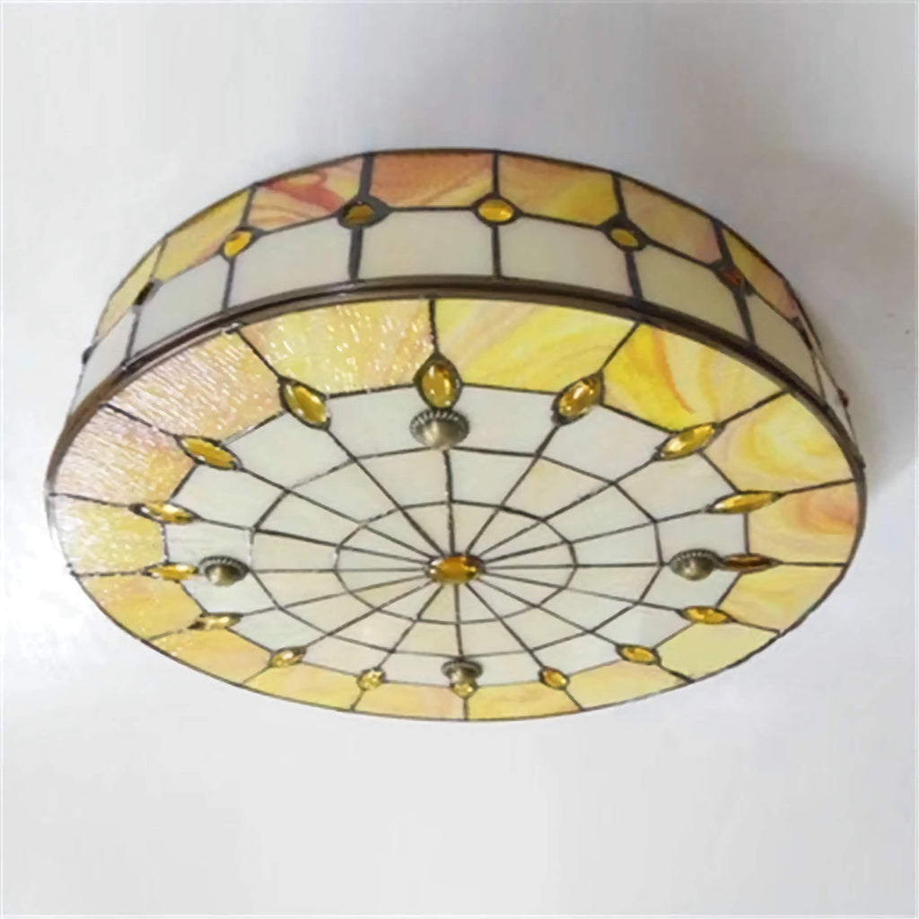 YELLOW TIFFANY-STYLE CEILING LAMPS
